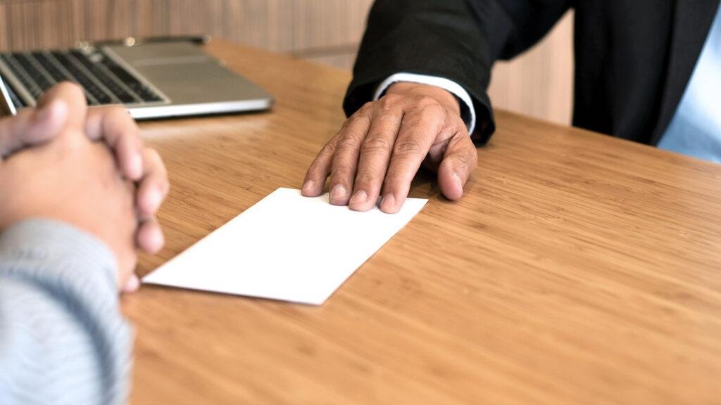 Close-up of a rejection letter from insurer