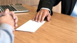 Close-up of a rejection letter from insurer