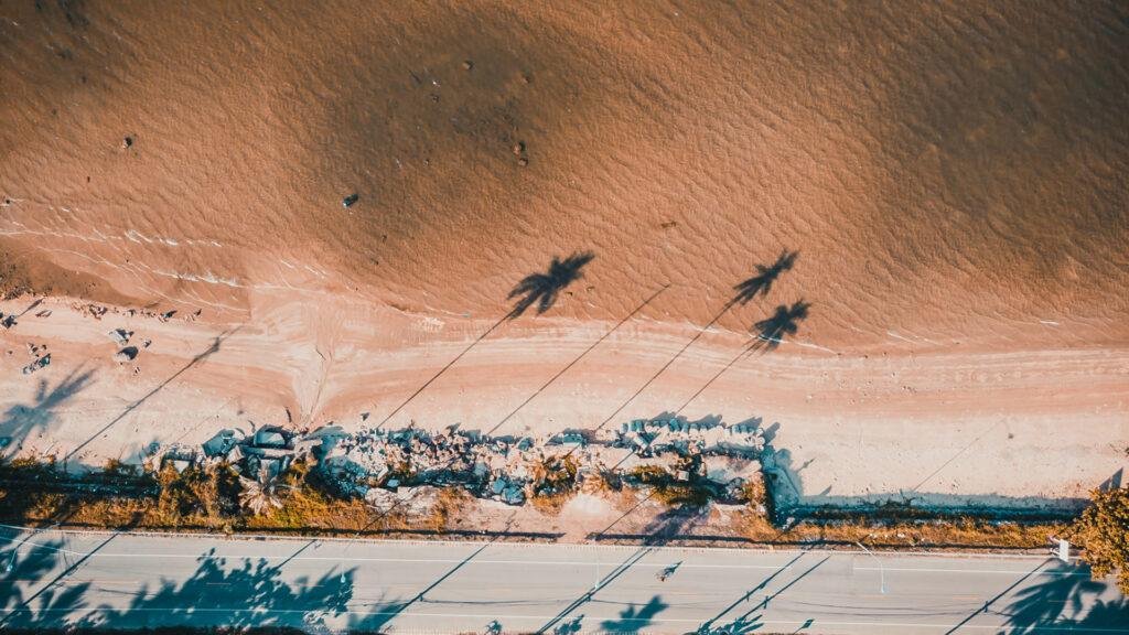Drone shot of damaged Florida neighborhood after a storm